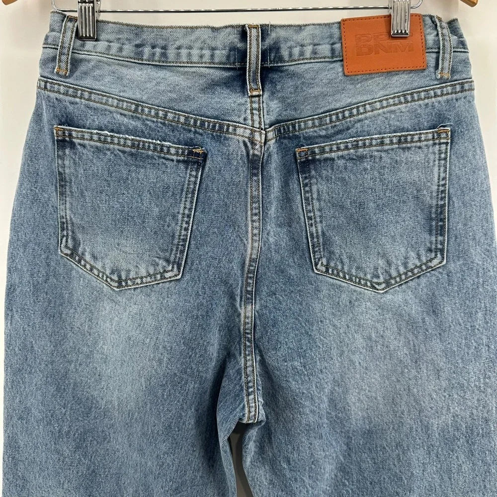 Princess Polly Button Fly Jeans Womens 8 Blue Denim High Rise Straight Whisker
